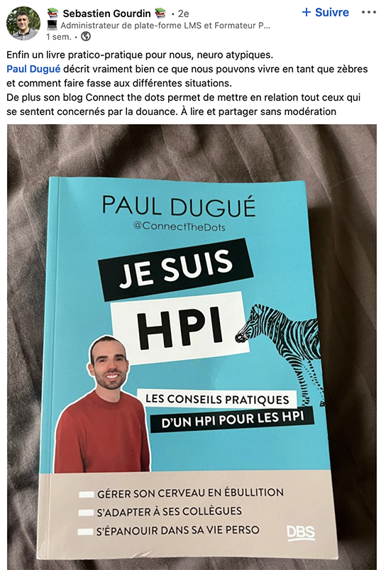 Avis clients sur le livre "Je suis HPI" de Paul Dugué